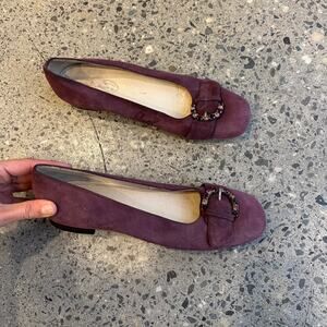 Talbots Women’s 8 Flats Purple Suede Embellished Buckle Flats